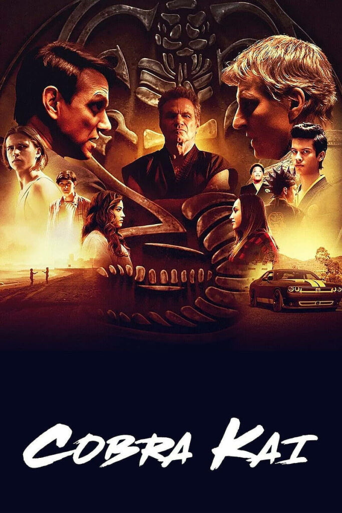 Cobra Kai Wallpaper: Main Characters with Emblem & Themes of Rivalry