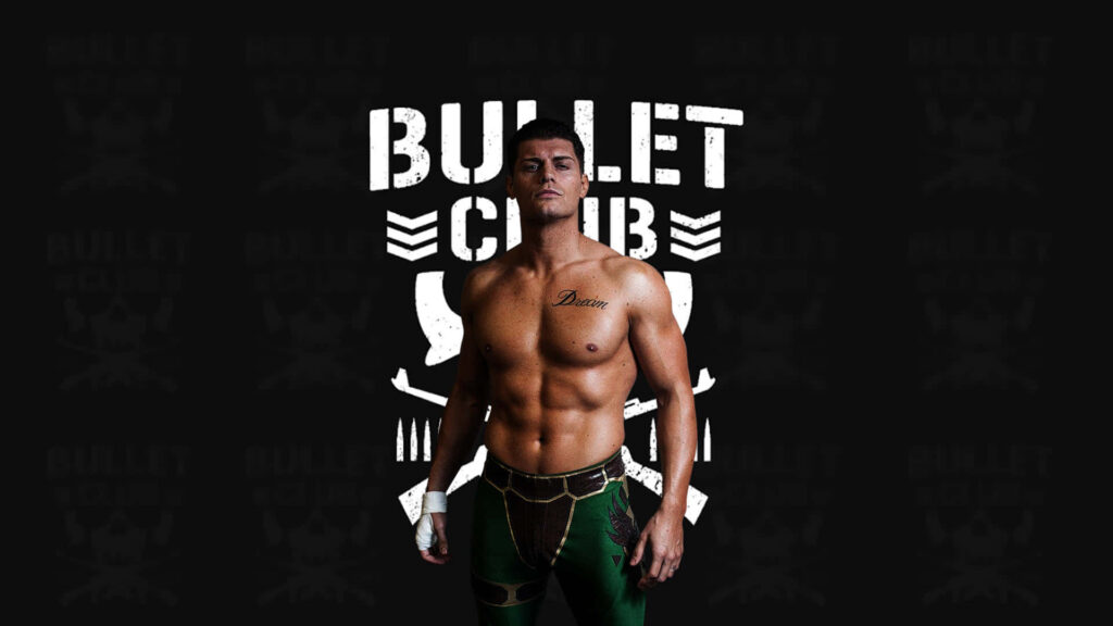 Cody Rhodes posing strong with Bullet Club logo dark background wrestling wallpaper background