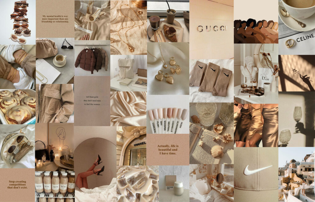 Shades of Earthy Elegance: A Fashionable Beige Aesthetic Ensemble Wallpaper