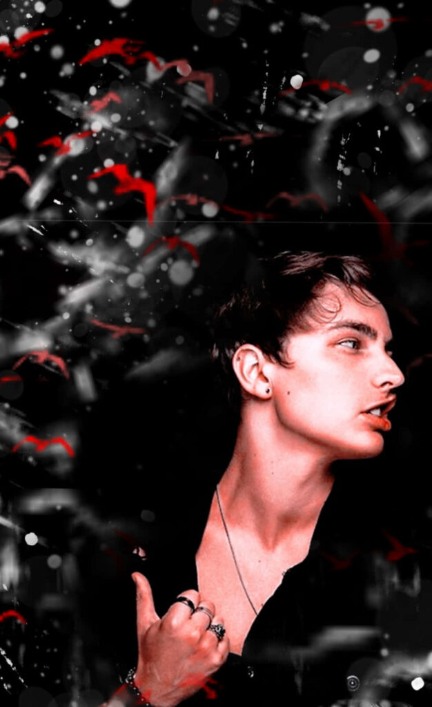 Colby Brock moody artistic portrait with dramatic lighting dark background red white accents wallpaper