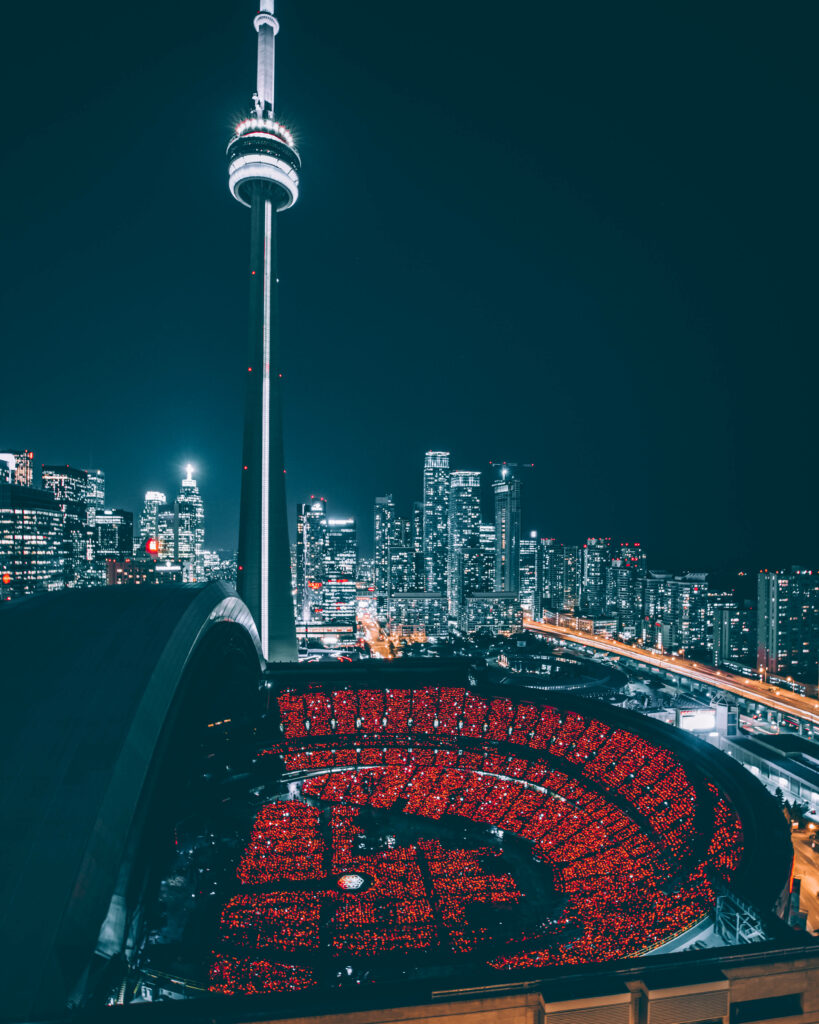 Coldplay Concert Wallpaper: Night Skyline & Illuminated Crowd