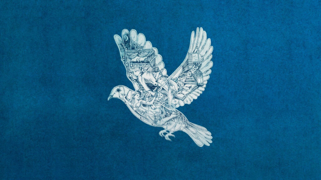 Coldplay Ghost Stories dove artwork wallpaper with textured blue background for desktop