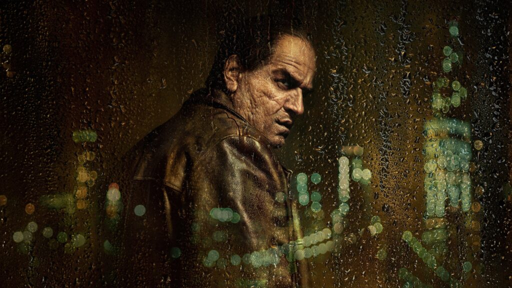 Colin Farrell in The Penguin: Gritty Urban Wallpaper with Rain Effect