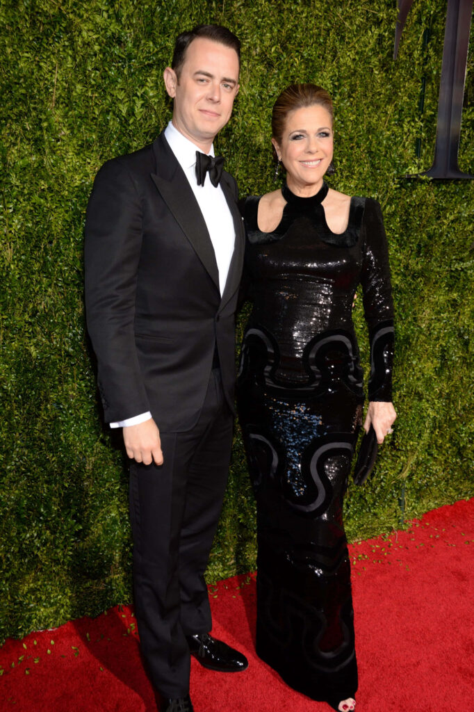 Colin Hanks and Rita Wilson in formalwear on red carpet at American Theatre Wing 69th Tony Awards Wallpaper