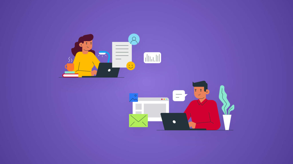 Modern Collaborative Project Management Wallpaper with Purple Background