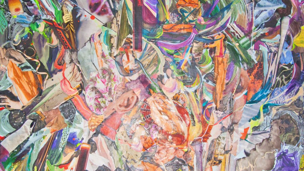 Cut-out Collage: Magazine Clippings Transform into Captivating Poster Background Wallpaper