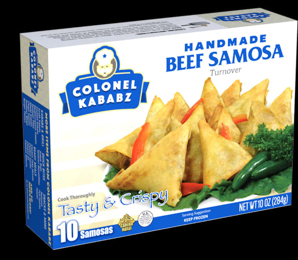 Colonel Kababz Handmade Beef Samosa Packaging: Tasty & Crispy Delight Wallpaper