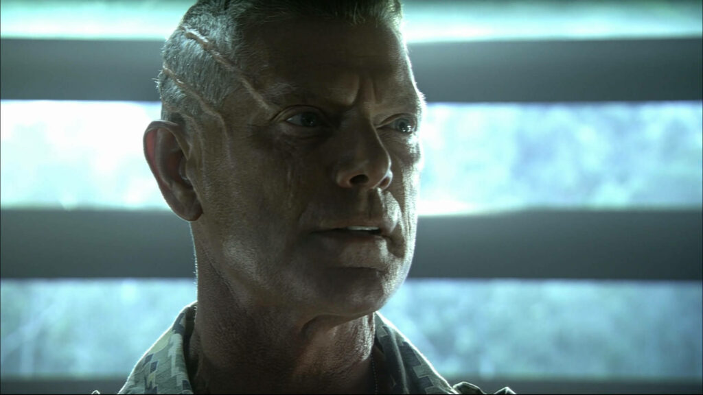 Colonel Miles Quaritch Wallpaper: Dramatic Blue Background Art