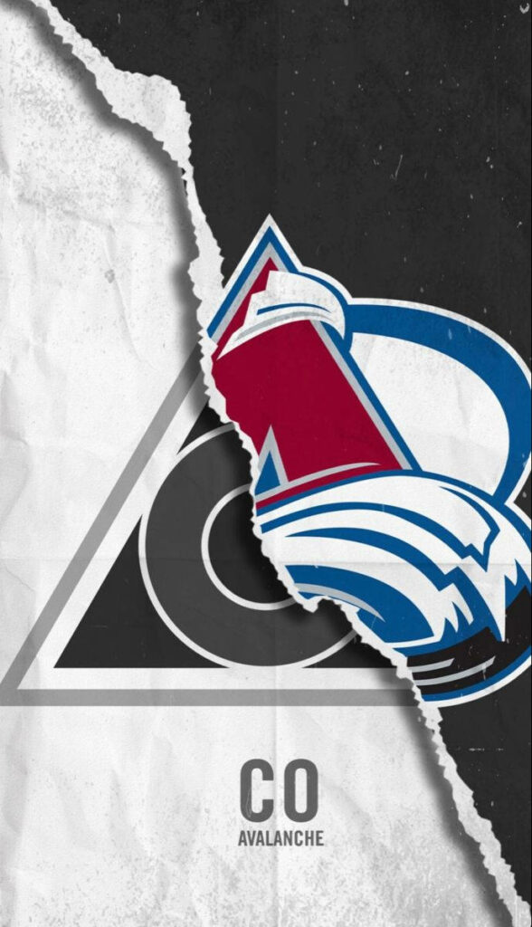 Colorado Avalanche logo evolution wallpaper showing old and new designs split for comparison