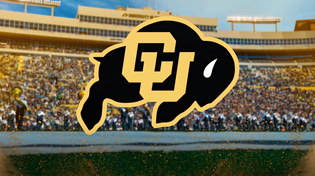 Colorado Buffaloes logo centered with vibrant stadium crowd and golden sunlight on game day Wallpaper