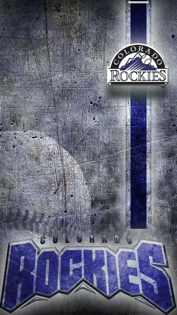 Colorado Rockies logo on scratched metallic background with deep blue and silver hues wallpaper