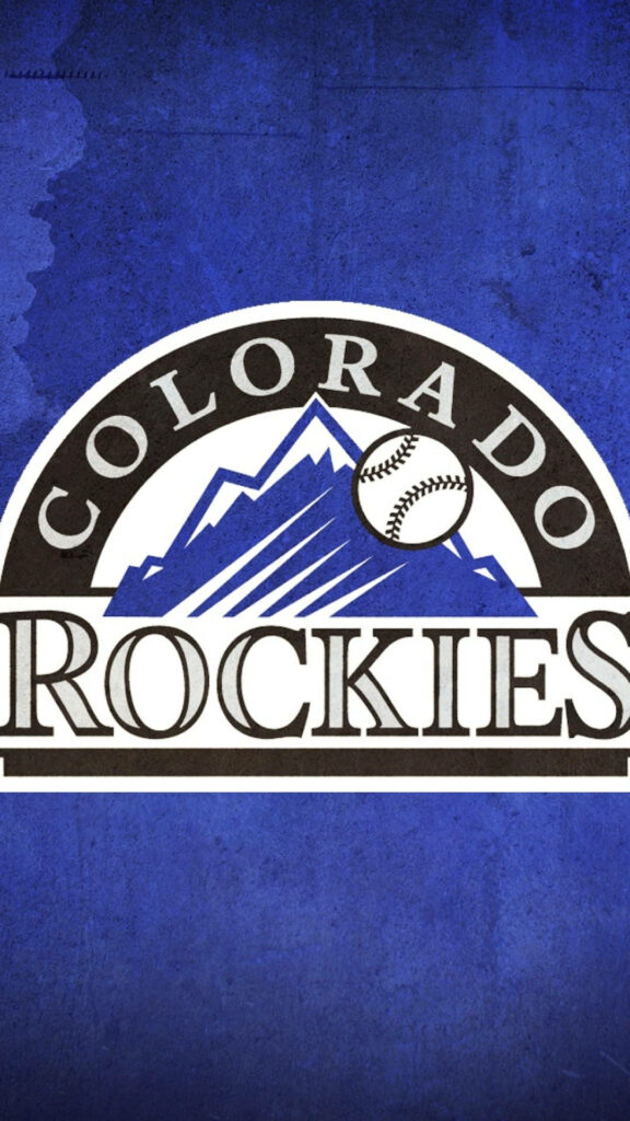 Colorado Rockies logo on textured blue background with bold mountain and baseball design Wallpaper