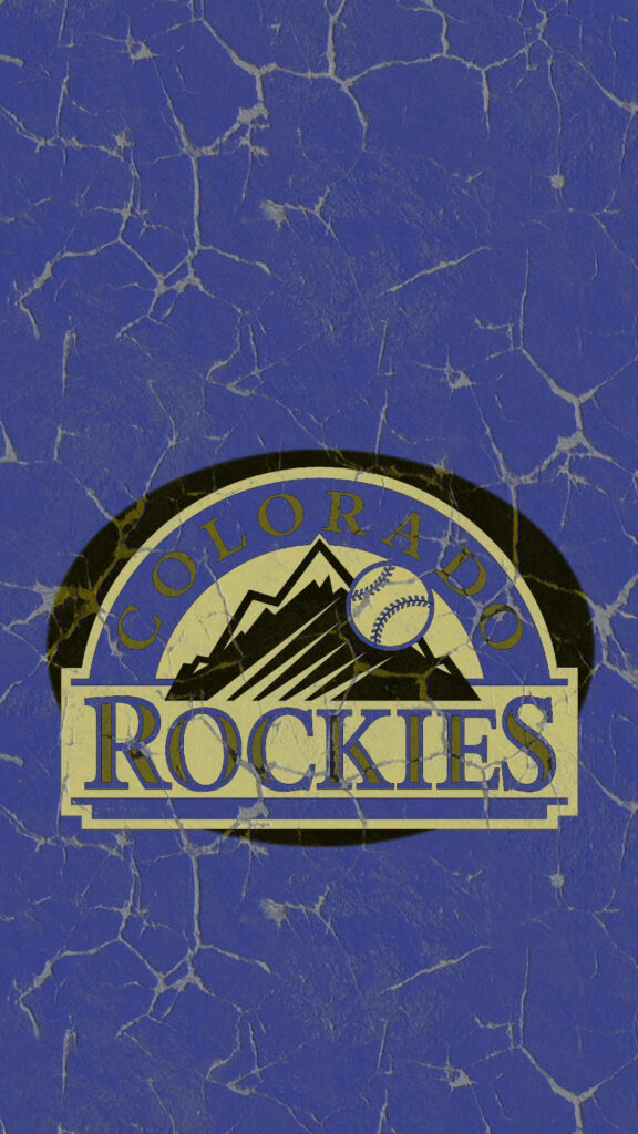 Colorado Rockies logo on textured blue background with yellow accents vintage baseball wallpaper
