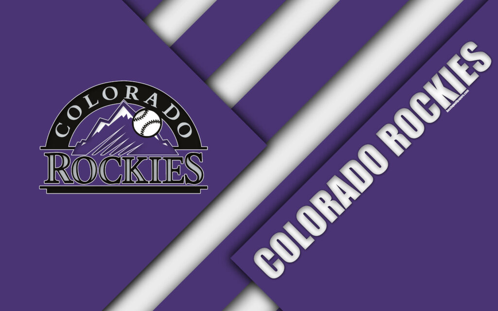 Colorado Rockies logo with bold white purple geometric patterns modern baseball wallpaper