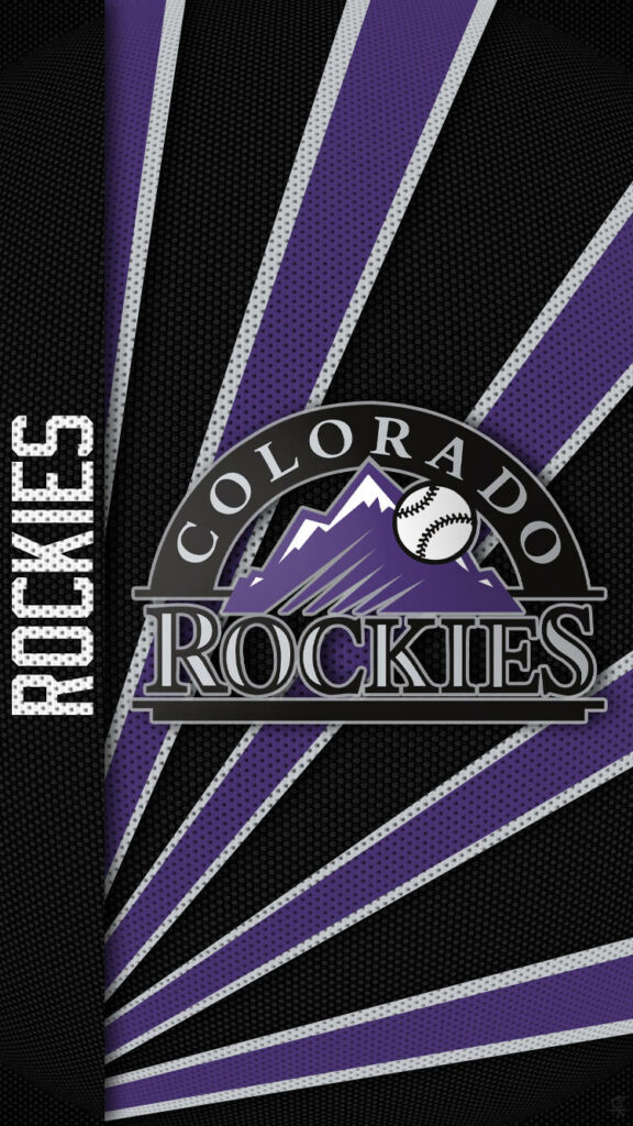 Colorado Rockies wallpaper with violet and black rays textured mesh and bold team logo design