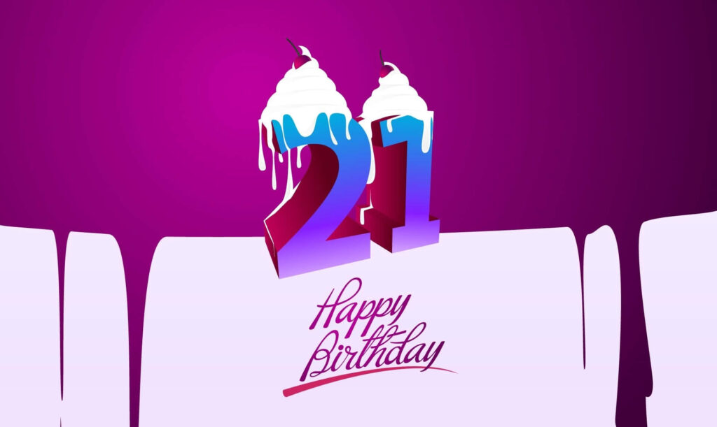 Colorful 21 Birthday Wallpaper with Whipped Cream & Cherries