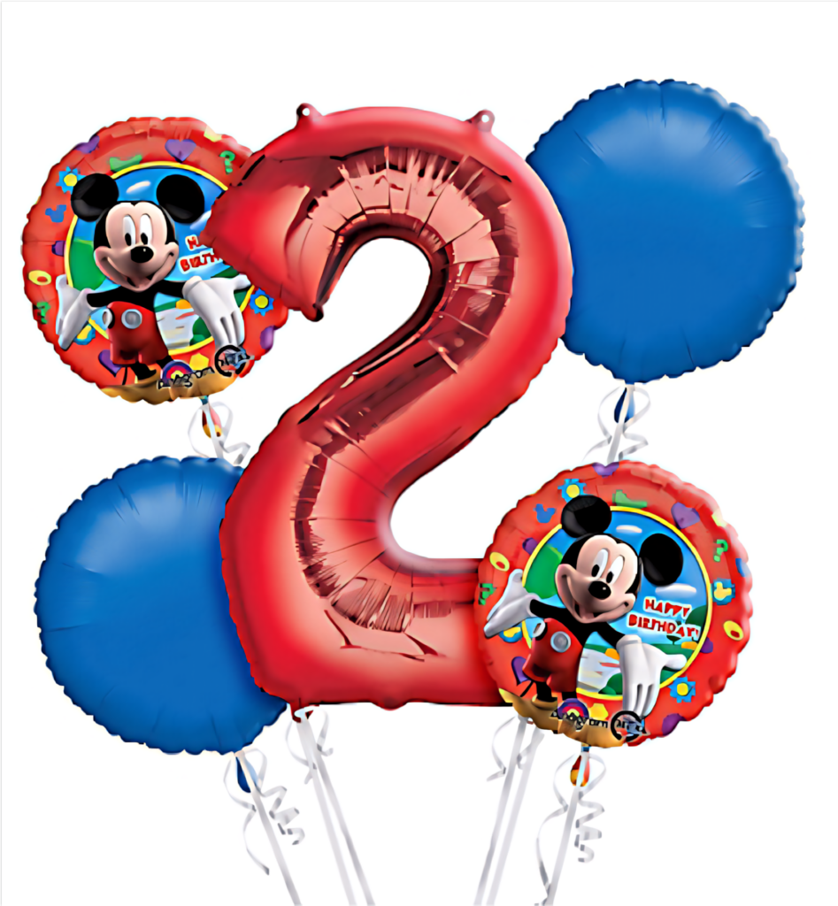 Colorful 2nd Birthday Wallpaper with Mickey Mouse Balloons