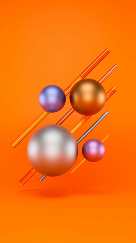 Vibrant 3D Colorful Balls Wallpaper on Orange Background 2160x3840