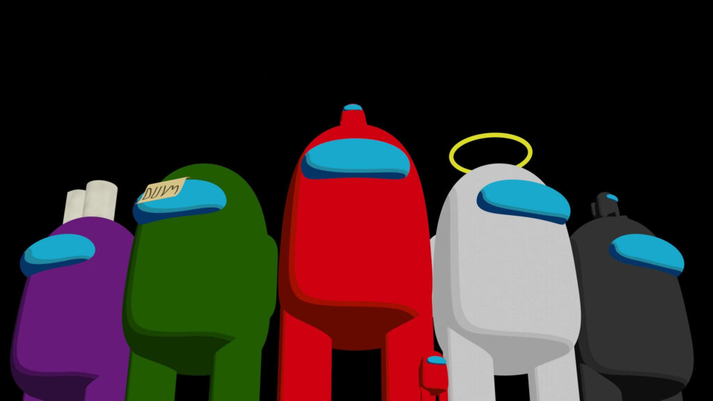 Colorful Crewmates: A Captivating among Us Background in Striking 3D Wallpaper