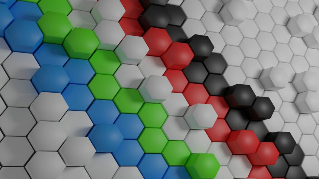 Vibrant 3D Hexagonal Pattern Wallpaper - 1920x1080 Background