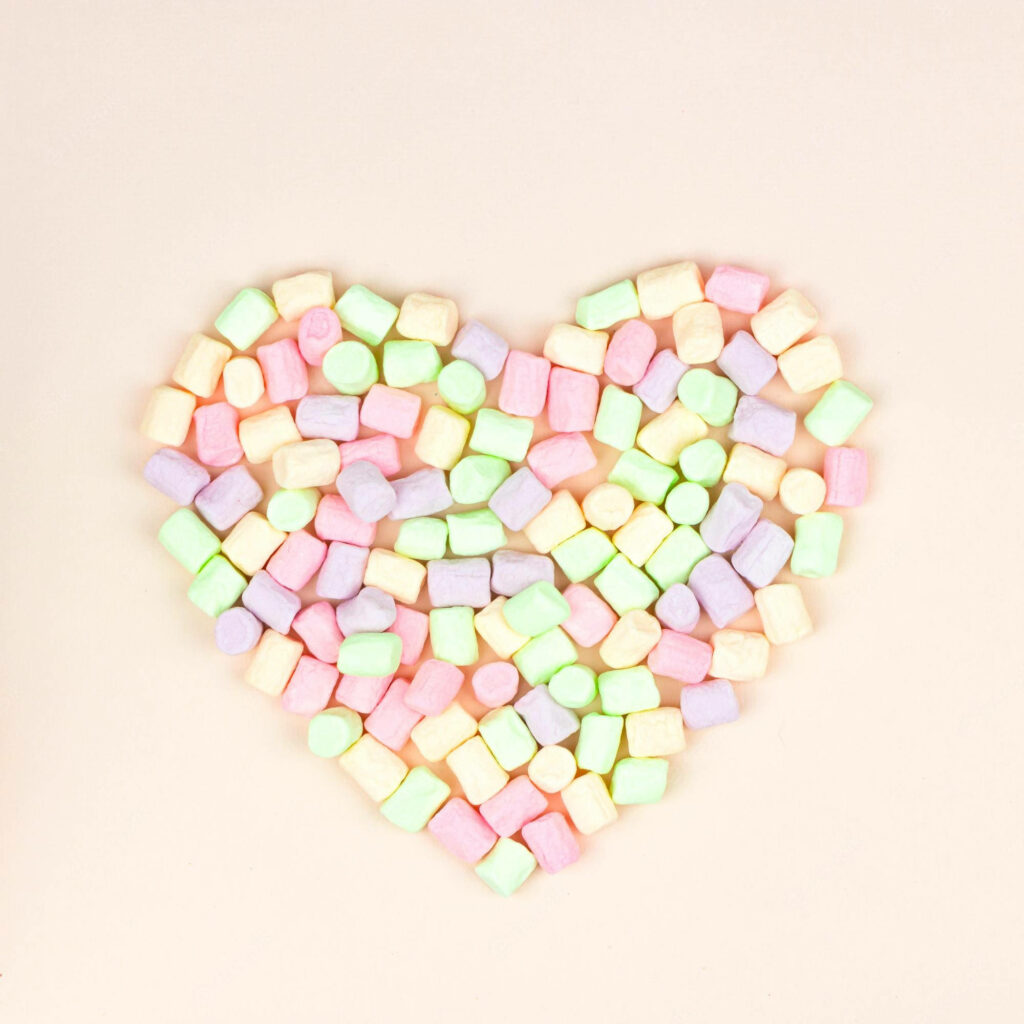 Colorful 3D Marshmallow Heart Wallpaper in Pastel Tones