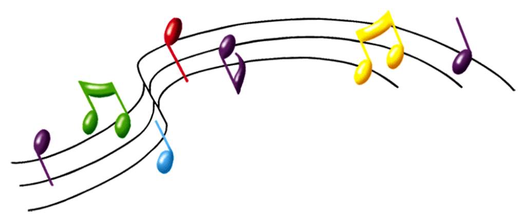 Colorful 3D Music Notes Wallpaper - Lively Musical Staff Design