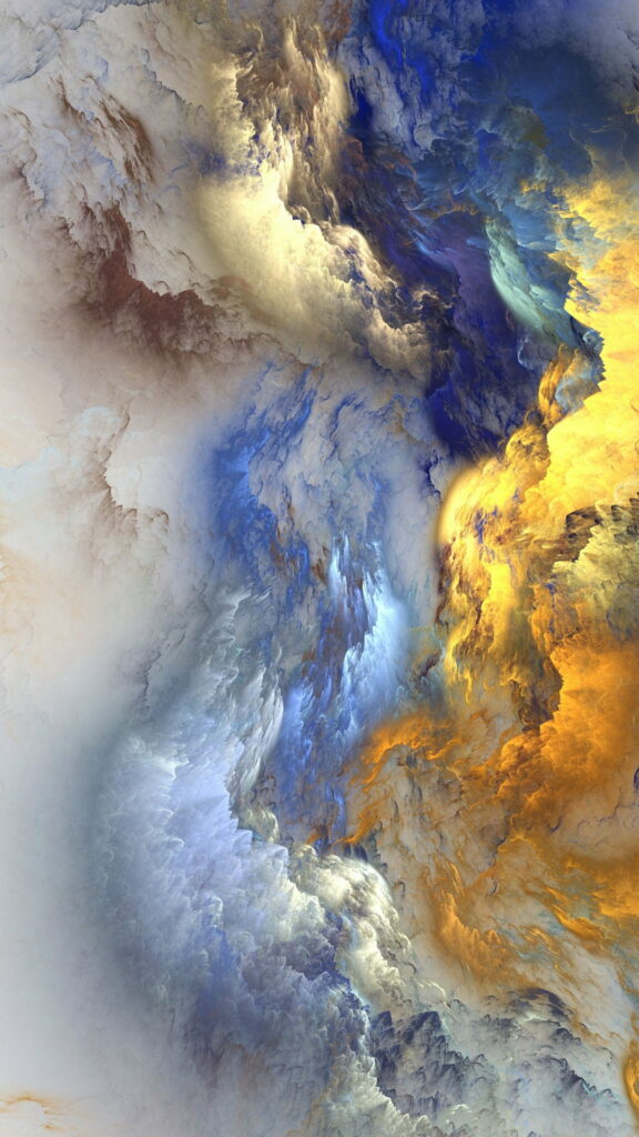 Abstract Colorful Cloud HD Wallpaper - Dreamy Blue & Gold Background