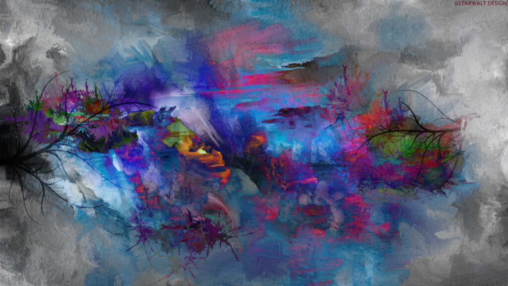 Colorful Abstract Expressionist Wallpaper with Energetic Brushstrokes