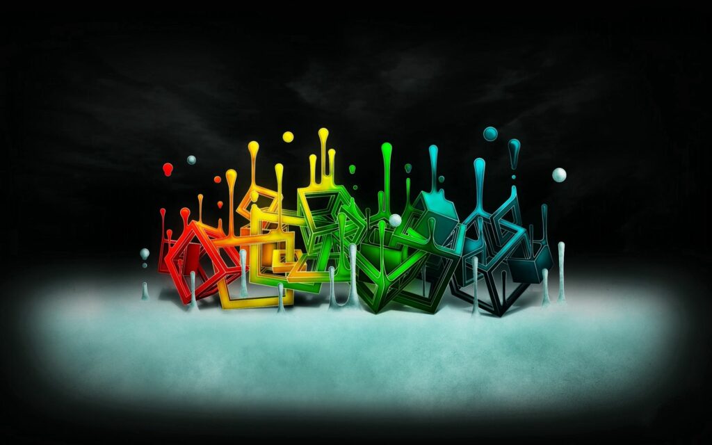 Vibrant Abstract Geometric Wallpaper in Dark Misty Background