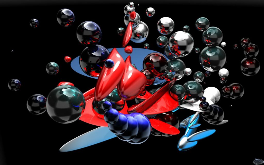 Vibrant Abstract Glass Wallpaper: Colorful Forms on Black Background
