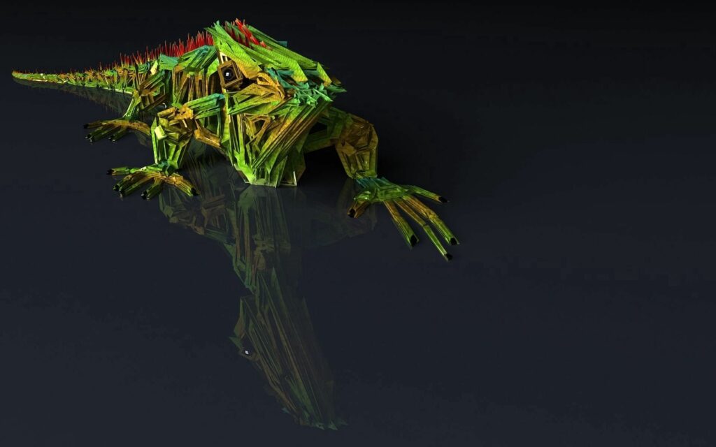 Vivid Abstract Lizard Wallpaper in Green, Yellow & Red - 1920x1200
