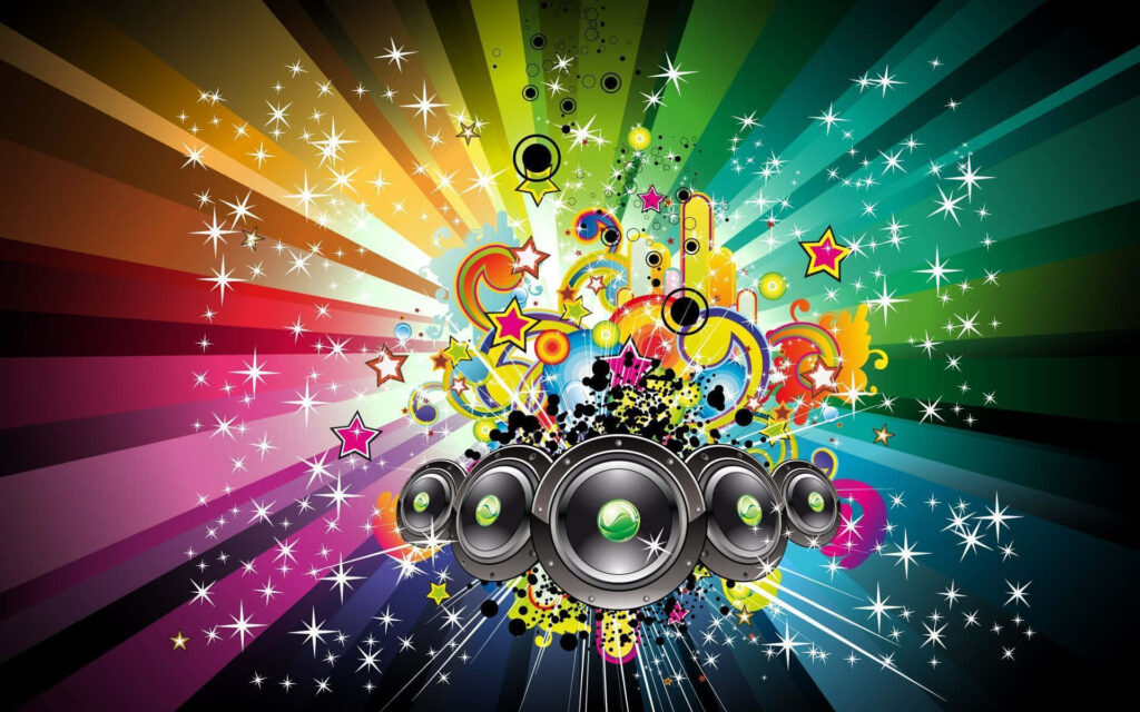 Vibrant Abstract Musical Wallpaper with Colorful Patterns & Energy