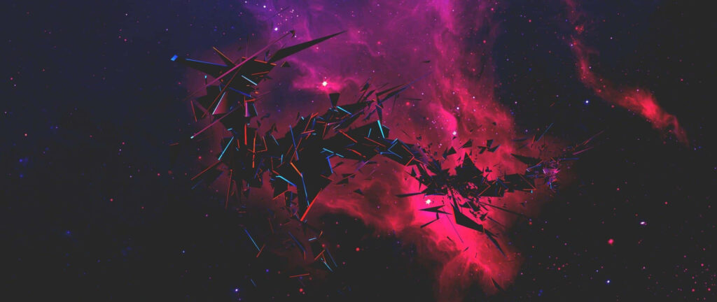 Colorful Abstract Shards in Cosmic Deep Space Wallpaper Background