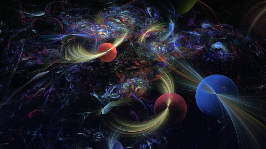 Vibrant Space-Themed Wallpaper: Abstract Cosmic Design with Spheres