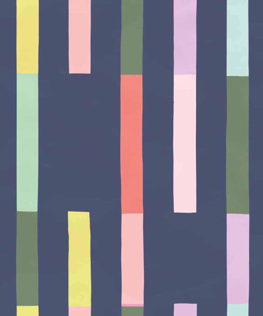Abstract Colorful Stripes Wallpaper on Muted Blue Background