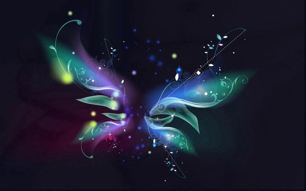 Colorful Glowing Petals Abstract Wallpaper | Ethereal Dark Background