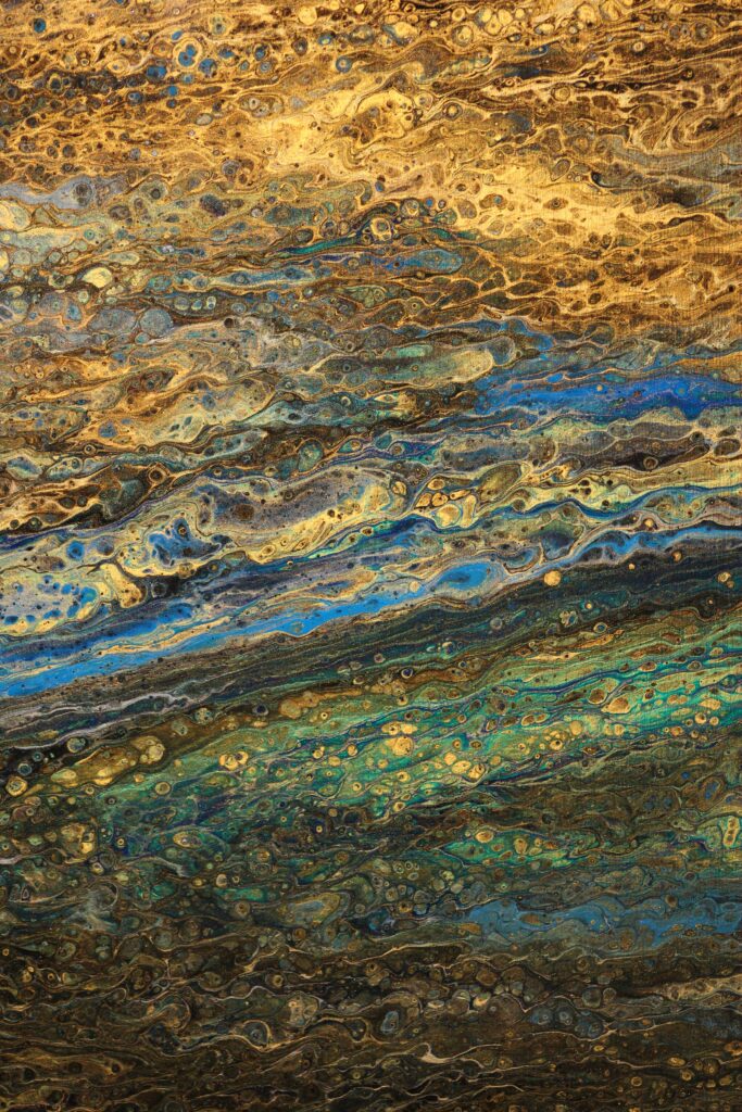 Vibrant Abstract Wallpaper: Gold, Blue & Green Textured Background