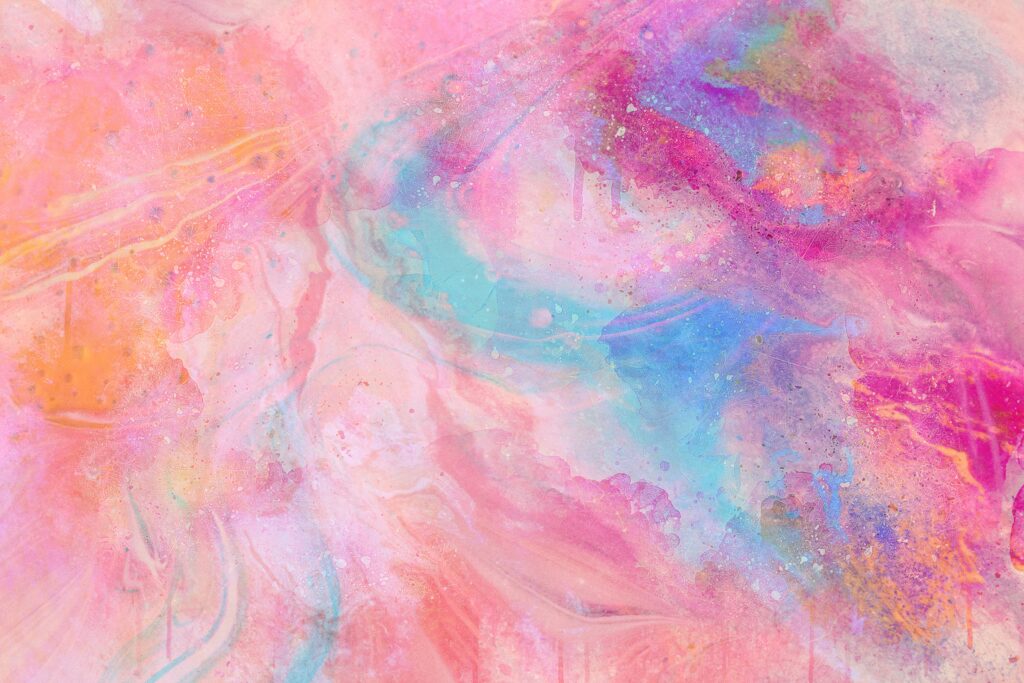 Colorful Abstract Wallpaper: Vibrant Pink, Blue & Orange Paint Stains
