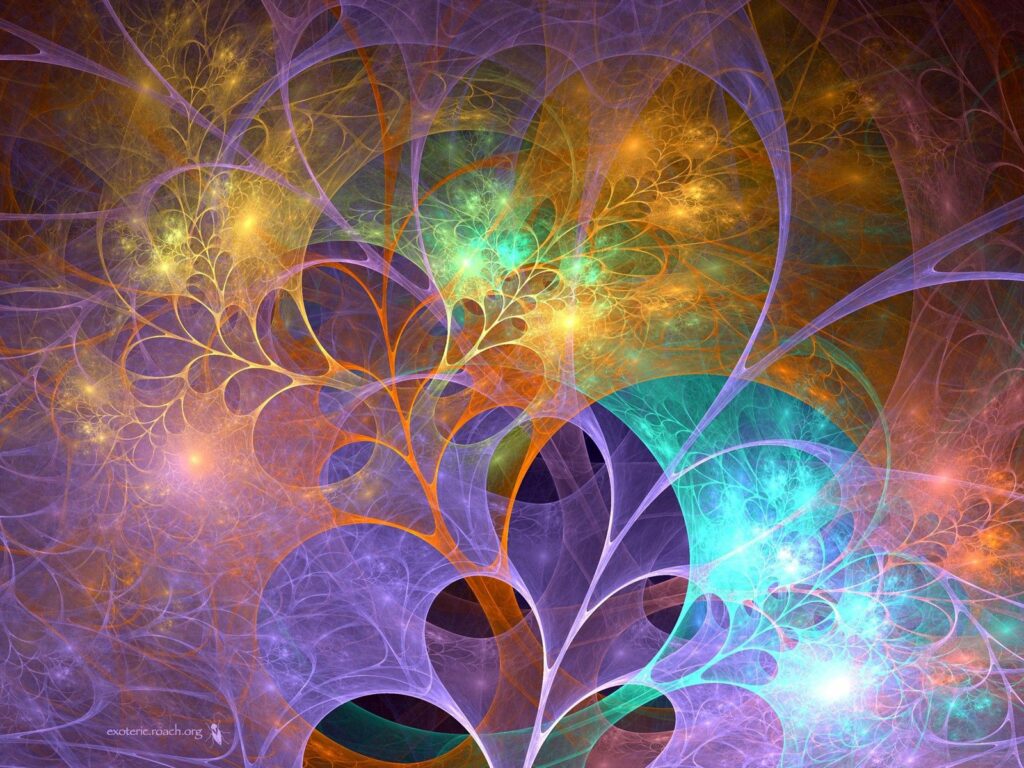 Vibrant Abstract Wallpaper: Intricate Smoke-Like Patterns in Color