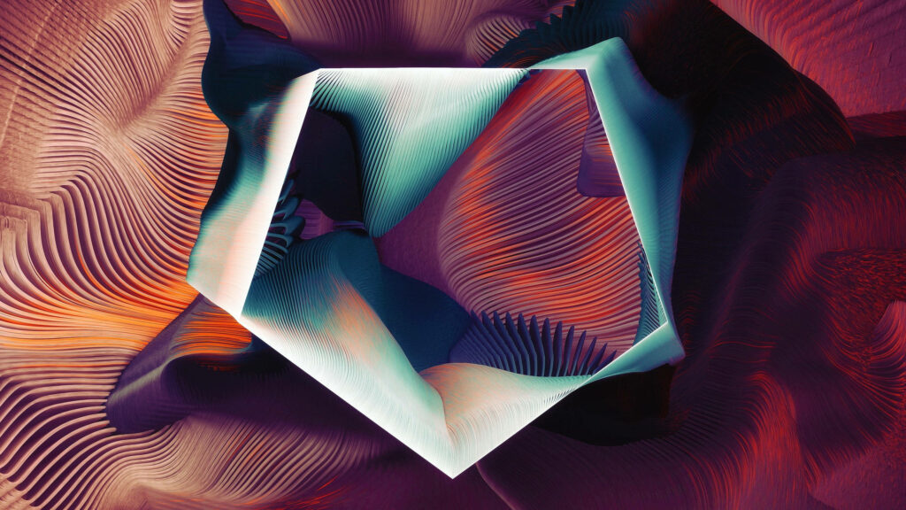 Colorful Abstract Wallpaper with Vibrant Platonic Solid Design