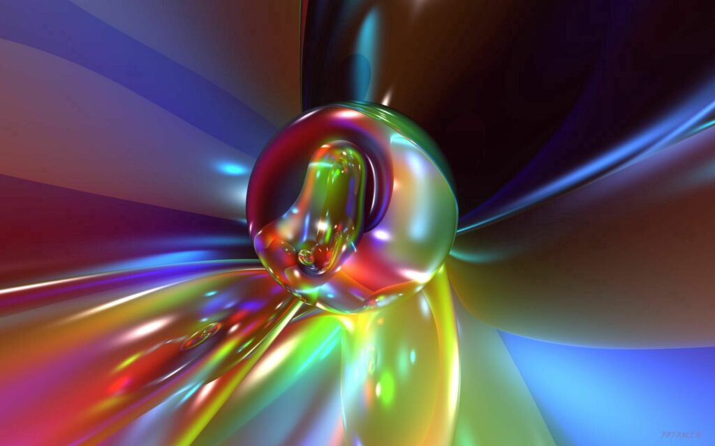 Colorful Abstract Wallpaper with Reflective Sphere - 1920x1200
