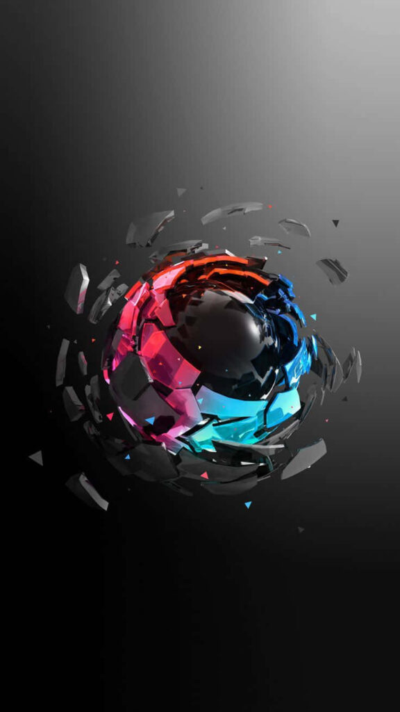 Vivid Abstract Wallpaper: Colorful Glass Orb on Dark Background