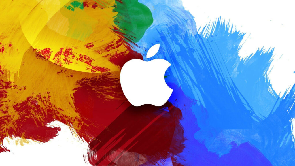 Artistic Rendition: A Mesmerizing Abstract Portrait of Apple's Vibrant Logo Wallpaper