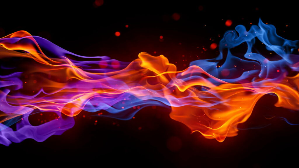 Abstract Harmony: A Colorful Blend of Orange and Blue Lights for Your HD Wallpaper Background