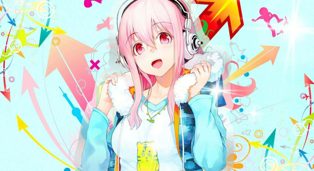 Vibrant Anime Wallpaper: Cheerful Pink-Haired Character in Action