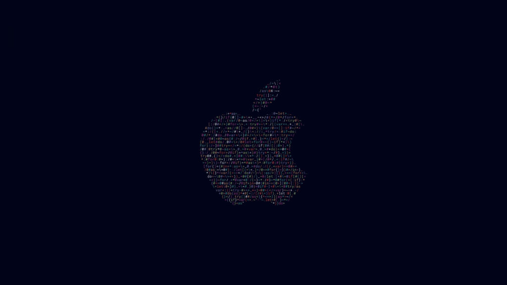 Colorful Apple Logo Wallpaper: 4K Tech Design on Sleek Black Background