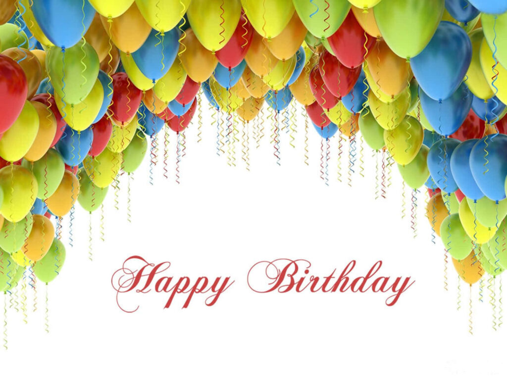 Colorful Balloon Wallpaper with Elegant Happy Birthday Message