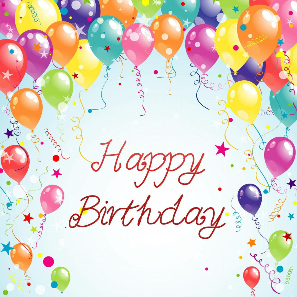 Vibrant Birthday Wallpaper with Colorful Balloons & Confetti Background