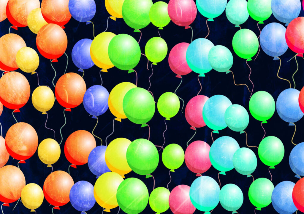 Bright Balloon Wallpaper: Festive Colorful Design on Dark Background