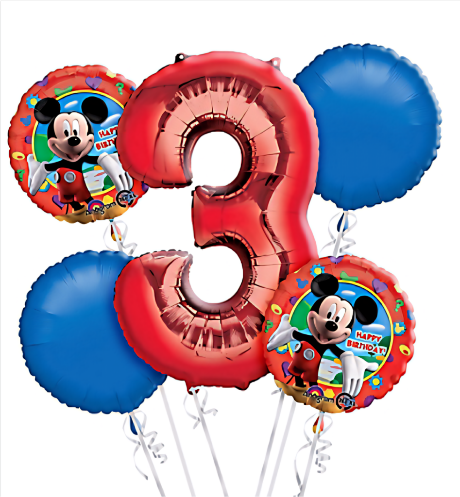 Colorful Balloon Wallpaper for 3rd Birthday with Mickey Mouse Design